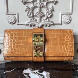 Replica Hermes Medor Clutch Bag In Cherry Crocodile Leather